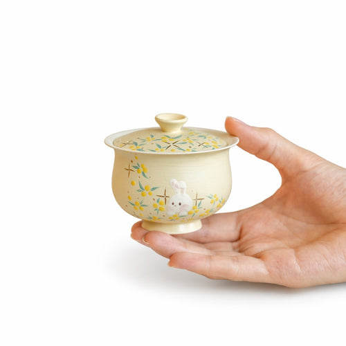 Hand-Painted Ceramic Tea Bowl with Lid