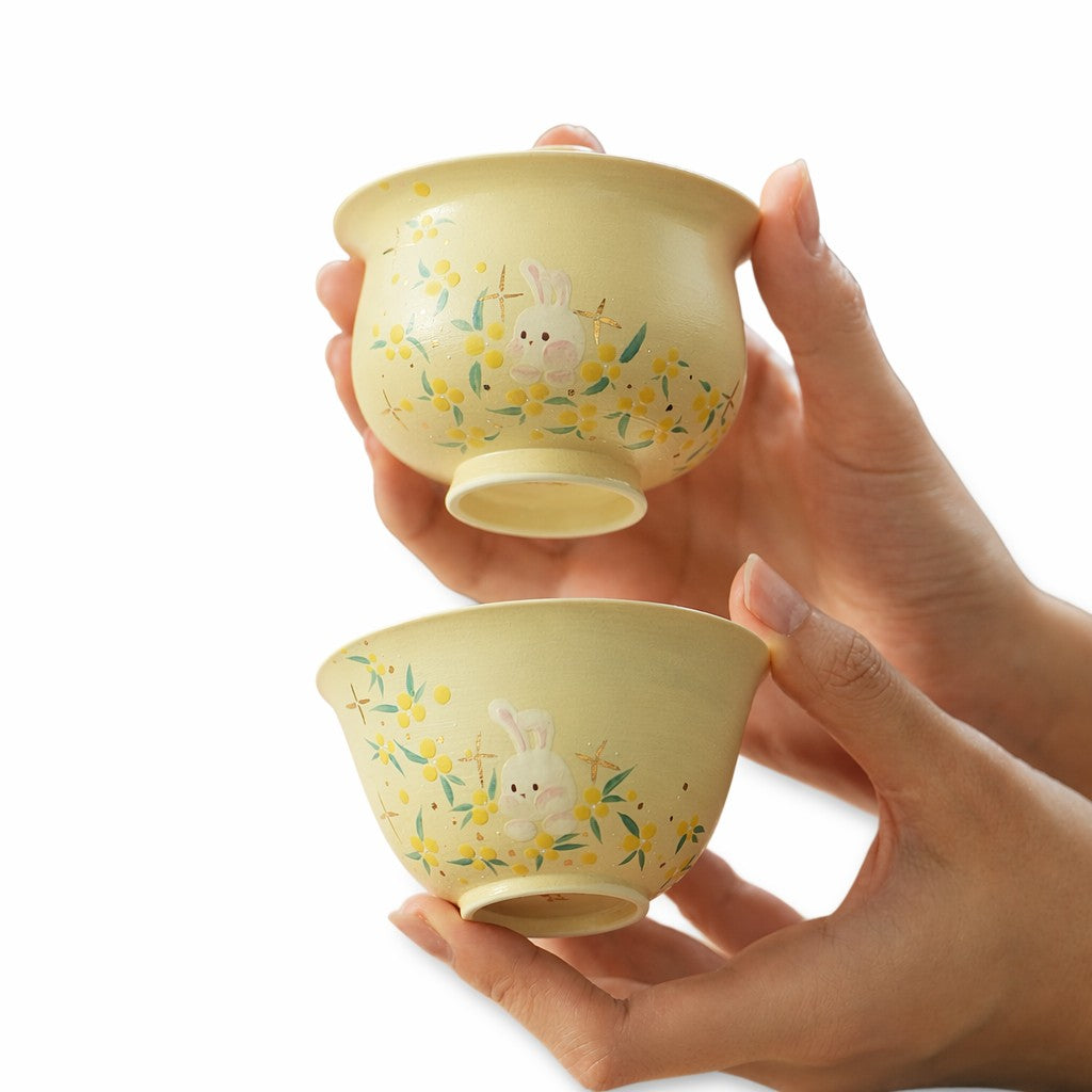Hand-Painted  Rabbit Tea Set