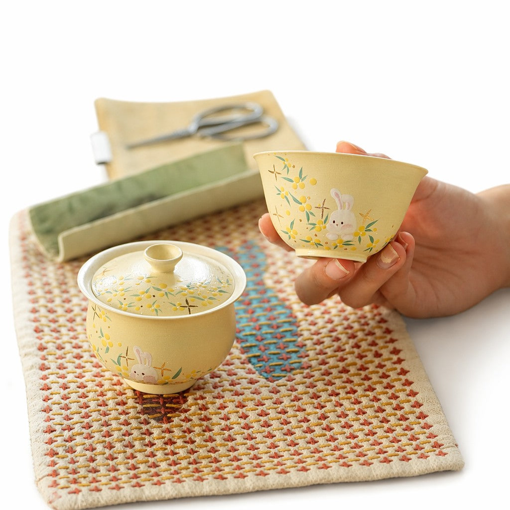 Hand-Painted  Rabbit Tea Set