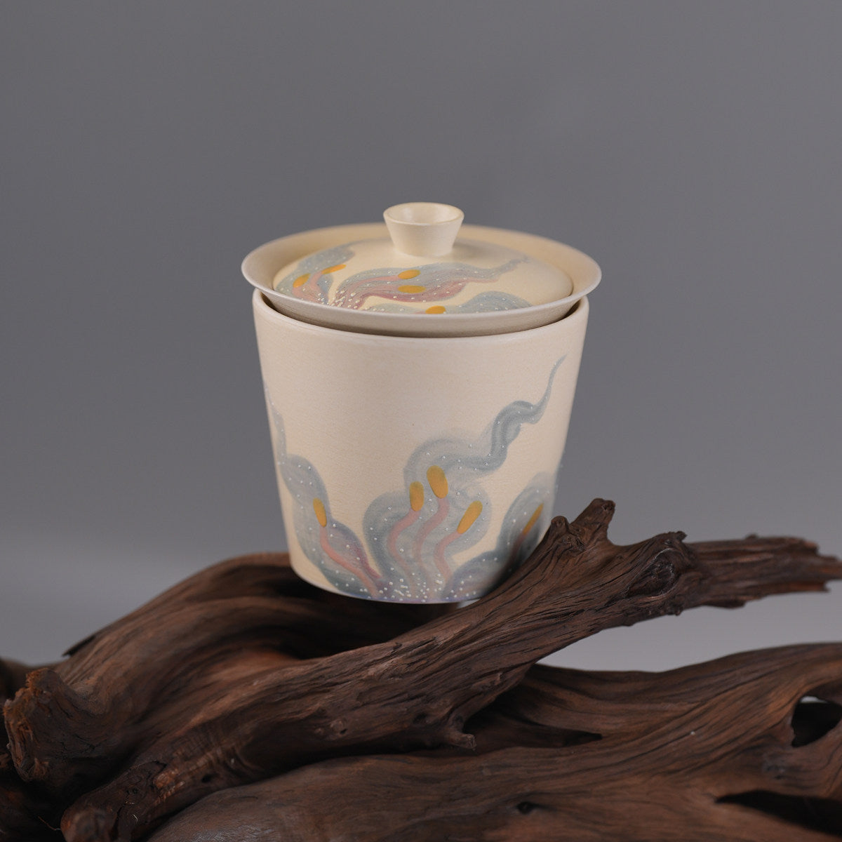 Stackable Swirl-Glaze Tea Bowl & Cup set