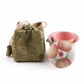 Hand-Painted Peach Tea Set Brown bag