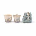 Stackable Swirl-Glaze Tea Bowl & Cup set