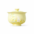 Hand-Painted Ceramic Tea Bowl with Lid