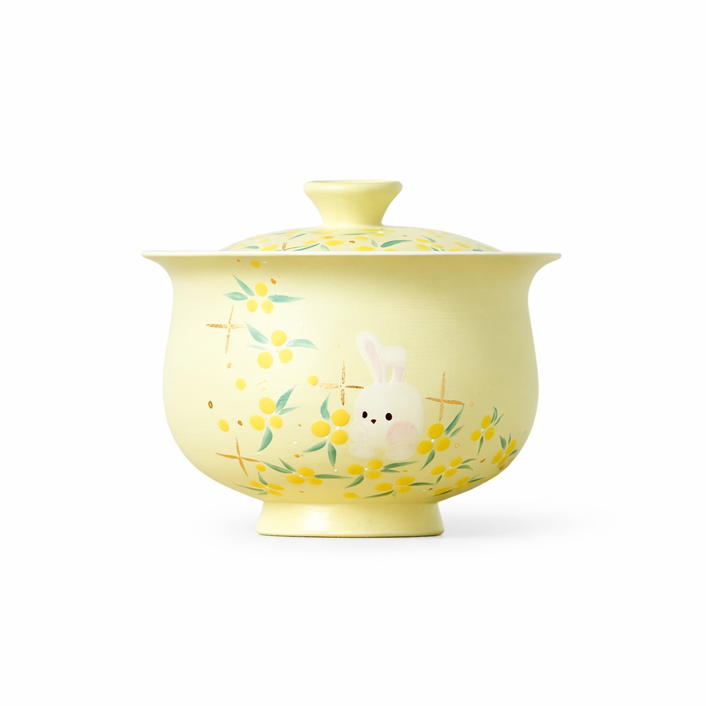Hand-Painted Ceramic Tea Bowl with Lid